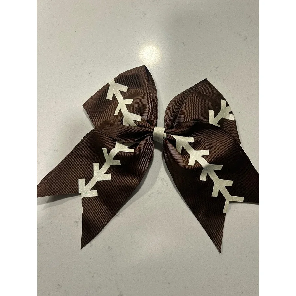 Kids Brown‎ Football Bow Hair Clip Sports Cheerleader Accessory